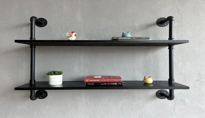 HDDFER Industrial Pipe Floating Shelves, 48 Inch Rustic Wood Wall Shelf