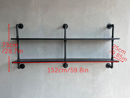 HDDFER Industrial Pipe Floating Shelves, 48 Inch Rustic Wood Wall Shelf