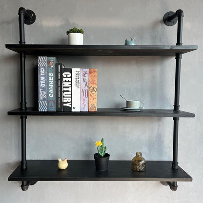 HDDFER Industrial Pipe Floating Shelves, 48 Inch Rustic Wood Wall Shelf