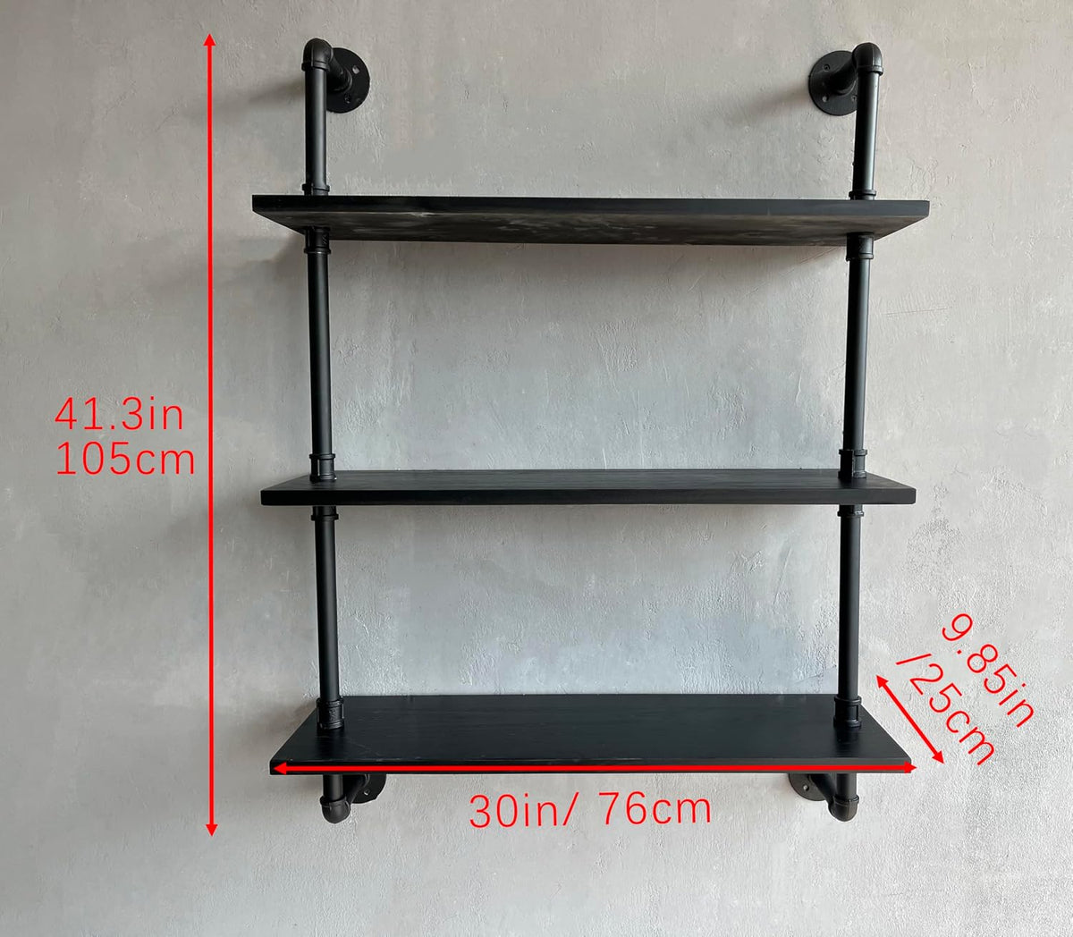 HDDFER Industrial Pipe Floating Shelves, 48 Inch Rustic Wood Wall Shelf