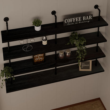 HDDFER Industrial Pipe Floating Shelves, 48 Inch Rustic Wood Wall Shelf