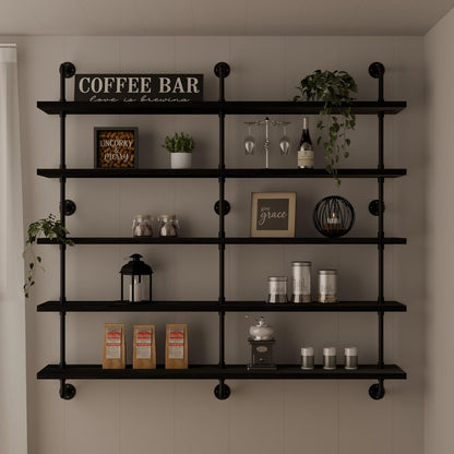 HDDFER Industrial Pipe Floating Shelves, 48 Inch Rustic Wood Wall Shelf