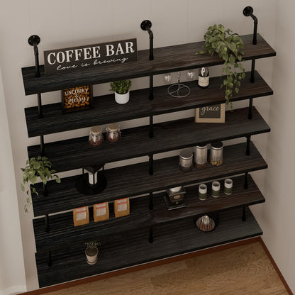 HDDFER Industrial Pipe Floating Shelves, 48 Inch Rustic Wood Wall Shelf