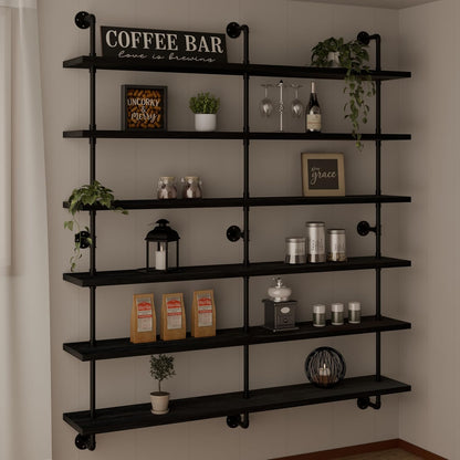 HDDFER Industrial Pipe Floating Shelves, 48 Inch Rustic Wood Wall Shelf