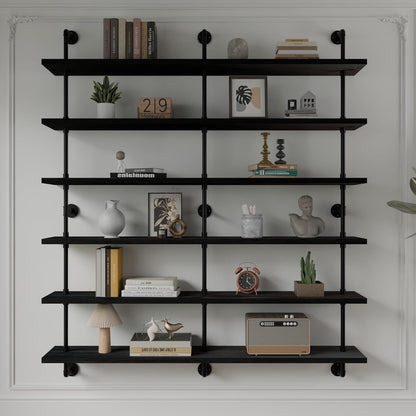 HDDFER Industrial Pipe Floating Shelves, 48 Inch Rustic Wood Wall Shelf