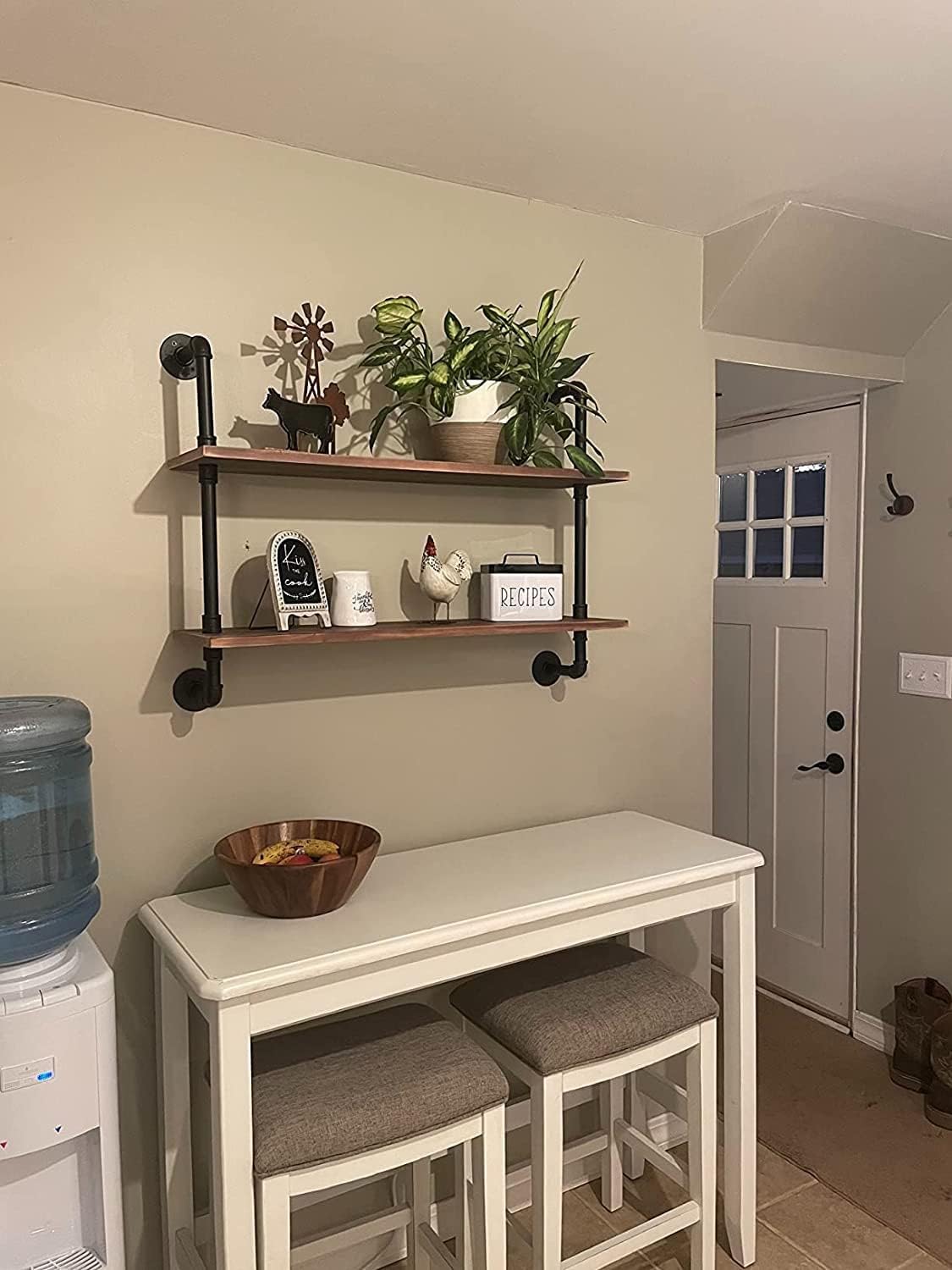 HDDFER Industrial Pipe Floating Shelves, 48 Inch Rustic Wood Wall Shelf
