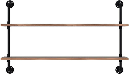 HDDFER Industrial Pipe Floating Shelves, 48 Inch Rustic Wood Wall Shelf