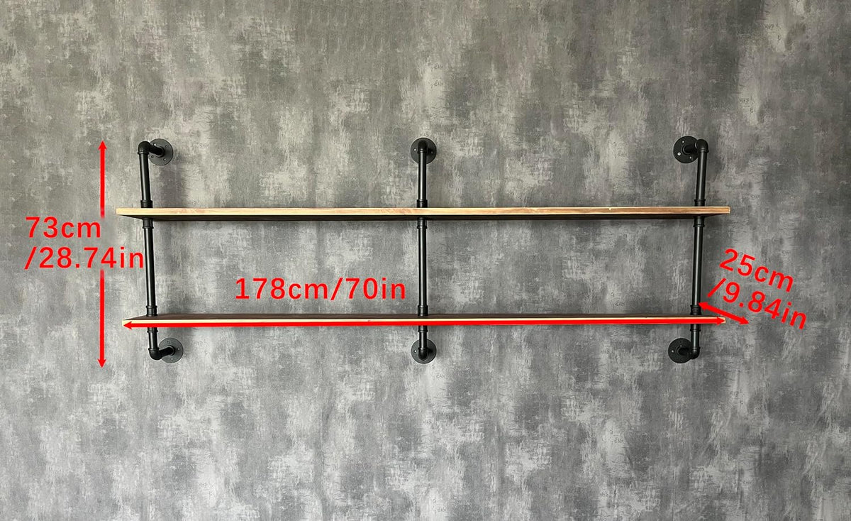HDDFER Industrial Pipe Floating Shelves, 48 Inch Rustic Wood Wall Shelf