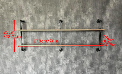HDDFER Industrial Pipe Floating Shelves, 48 Inch Rustic Wood Wall Shelf