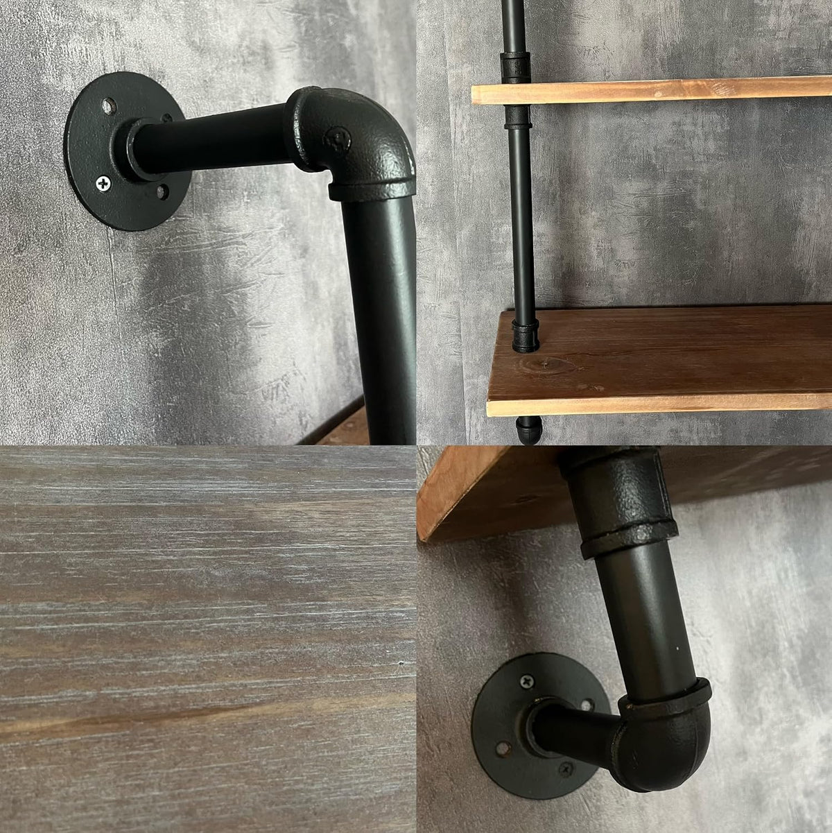 HDDFER Industrial Pipe Floating Shelves, 48 Inch Rustic Wood Wall Shelf