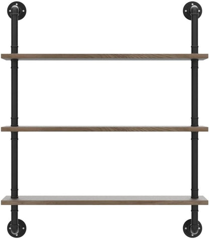 HDDFER Industrial Pipe Floating Shelves, 48 Inch Rustic Wood Wall Shelf