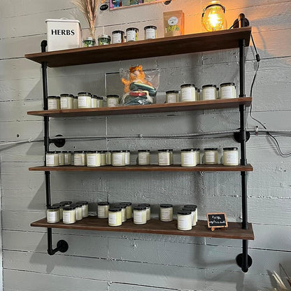 HDDFER Industrial Pipe Floating Shelves, 48 Inch Rustic Wood Wall Shelf