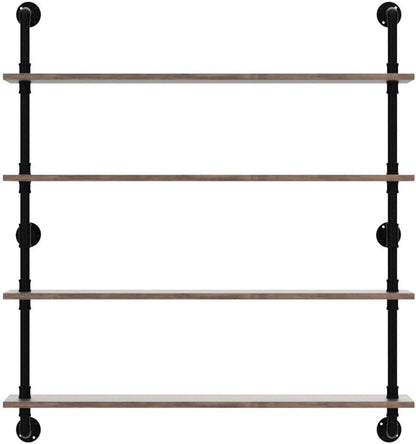HDDFER Industrial Pipe Floating Shelves, 48 Inch Rustic Wood Wall Shelf