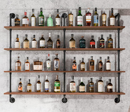 HDDFER Industrial Pipe Floating Shelves, 48 Inch Rustic Wood Wall Shelf