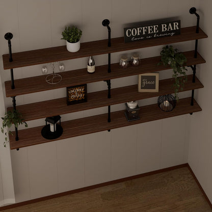 HDDFER Industrial Pipe Floating Shelves, 48 Inch Rustic Wood Wall Shelf