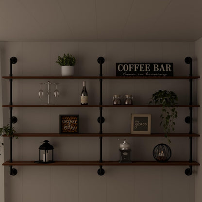 HDDFER Industrial Pipe Floating Shelves, 48 Inch Rustic Wood Wall Shelf