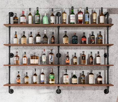 HDDFER Industrial Pipe Floating Shelves, 48 Inch Rustic Wood Wall Shelf