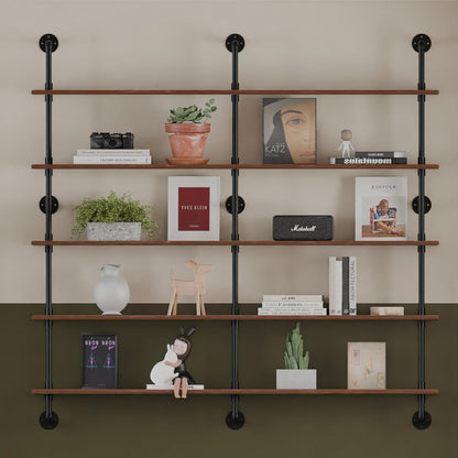 HDDFER Industrial Pipe Floating Shelves, 48 Inch Rustic Wood Wall Shelf