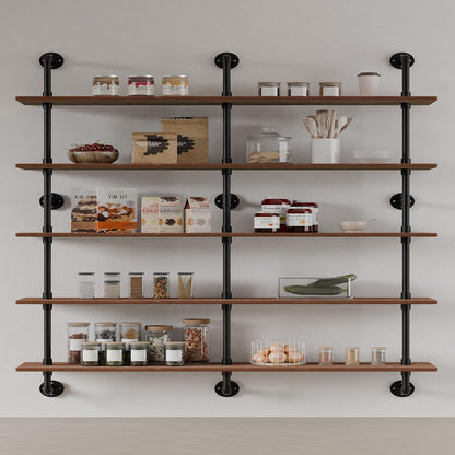 HDDFER Industrial Pipe Floating Shelves, 48 Inch Rustic Wood Wall Shelf