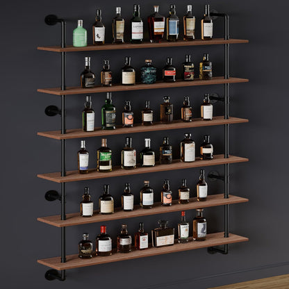 HDDFER Industrial Pipe Floating Shelves, 48 Inch Rustic Wood Wall Shelf
