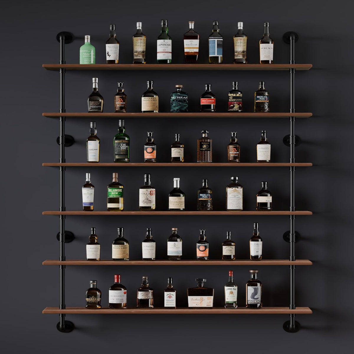 HDDFER Industrial Pipe Floating Shelves, 48 Inch Rustic Wood Wall Shelf