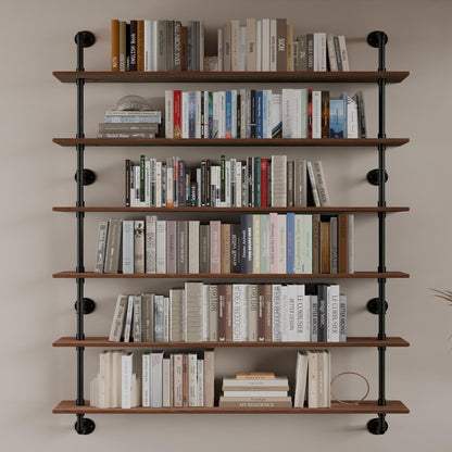 HDDFER Industrial Pipe Floating Shelves, 48 Inch Rustic Wood Wall Shelf