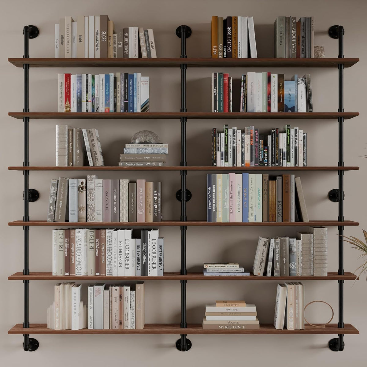 HDDFER Industrial Pipe Floating Shelves, 48 Inch Rustic Wood Wall Shelf