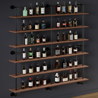 HDDFER Industrial Pipe Floating Shelves, 48 Inch Rustic Wood Wall Shelf
