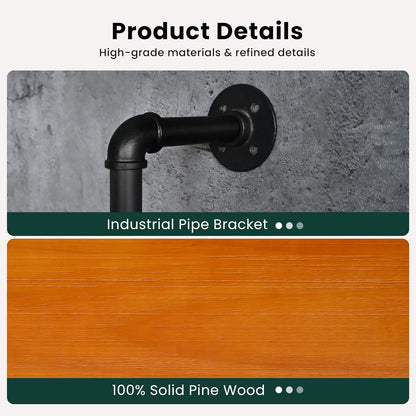 HDDFER Industrial Pipe Floating Shelves, 48 Inch Rustic Wood Wall Shelf