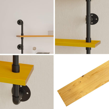 HDDFER Industrial Pipe Floating Shelves, 48 Inch Rustic Wood Wall Shelf