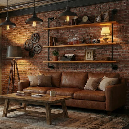 HDDFER Industrial Pipe Floating Shelves, 48 Inch Rustic Wood Wall Shelf