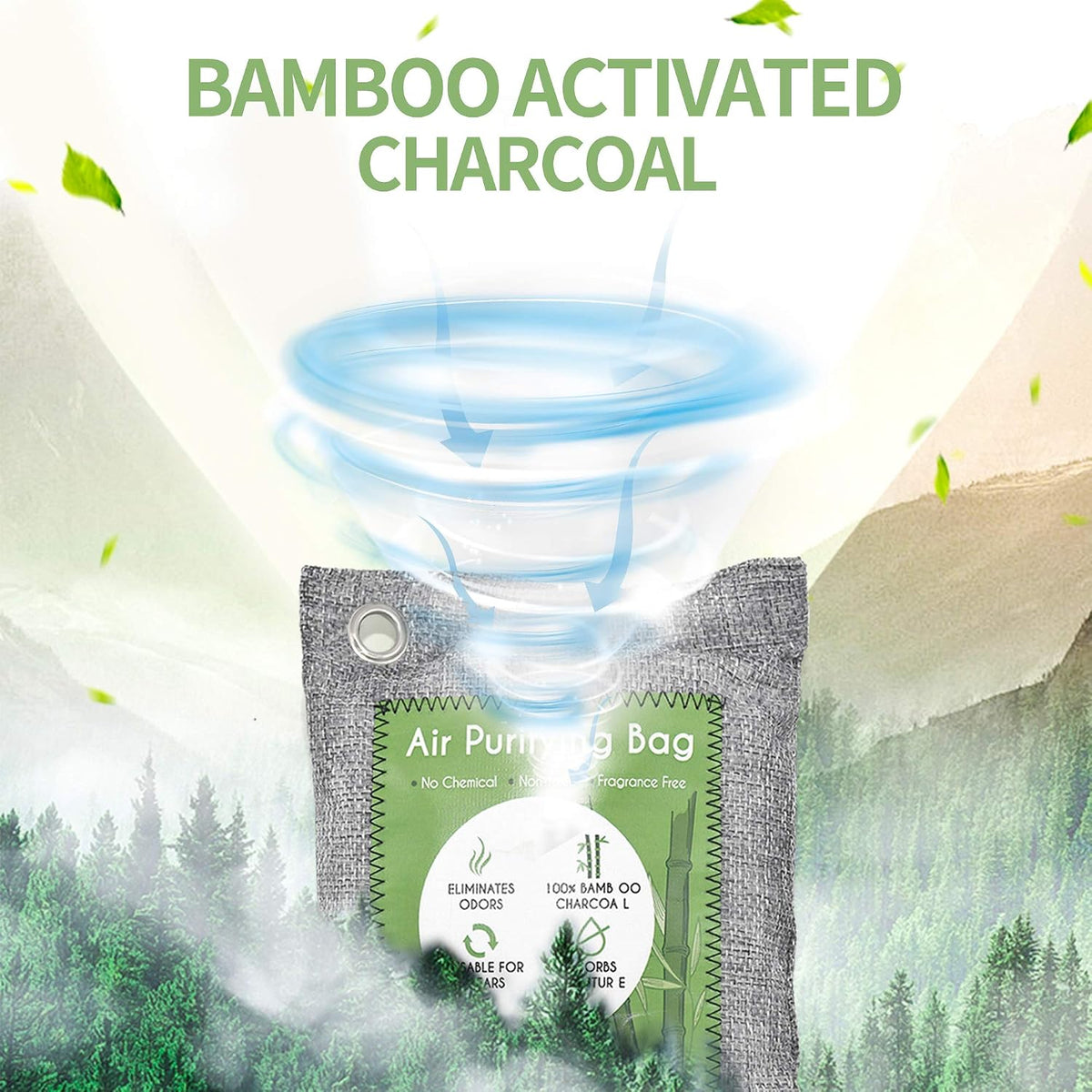 Bamboo Charcoal Air Purifying Bag, Activated Charcoal Odor Absorber