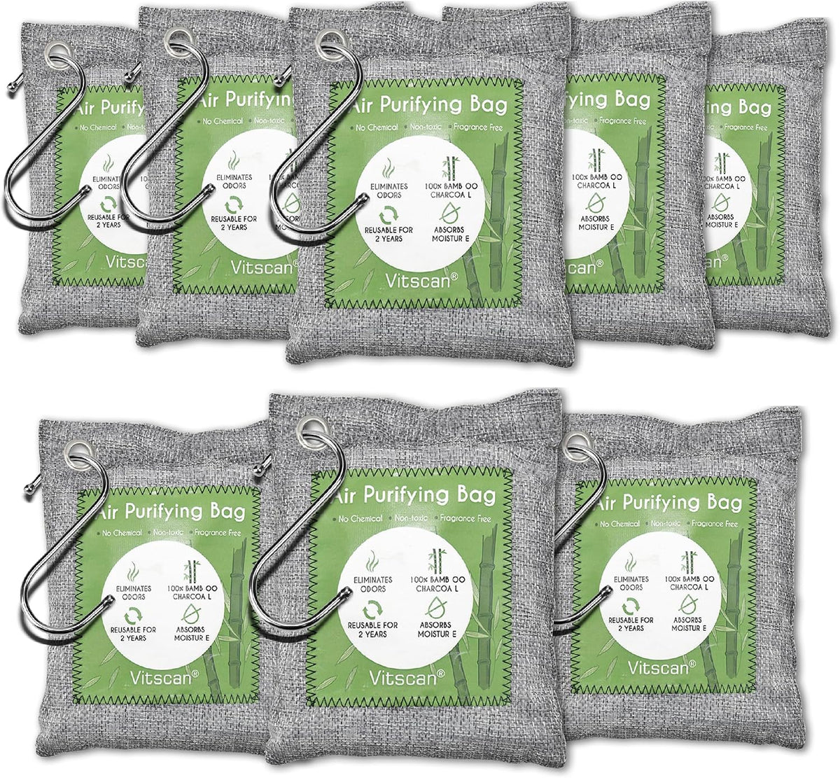 Bamboo Charcoal Air Purifying Bag, Activated Charcoal Odor Absorber