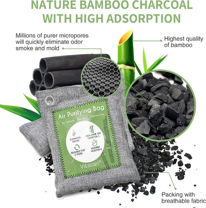Bamboo Charcoal Air Purifying Bag, Activated Charcoal Odor Absorber