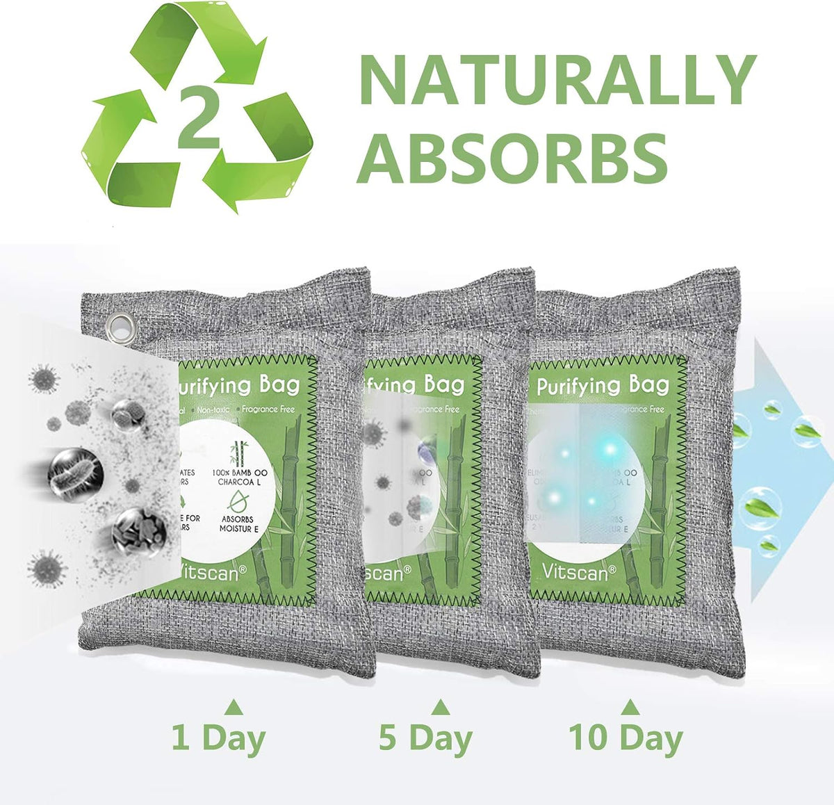 Bamboo Charcoal Air Purifying Bag, Activated Charcoal Odor Absorber