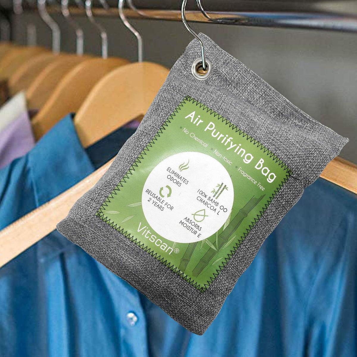 Bamboo Charcoal Air Purifying Bag, Activated Charcoal Odor Absorber