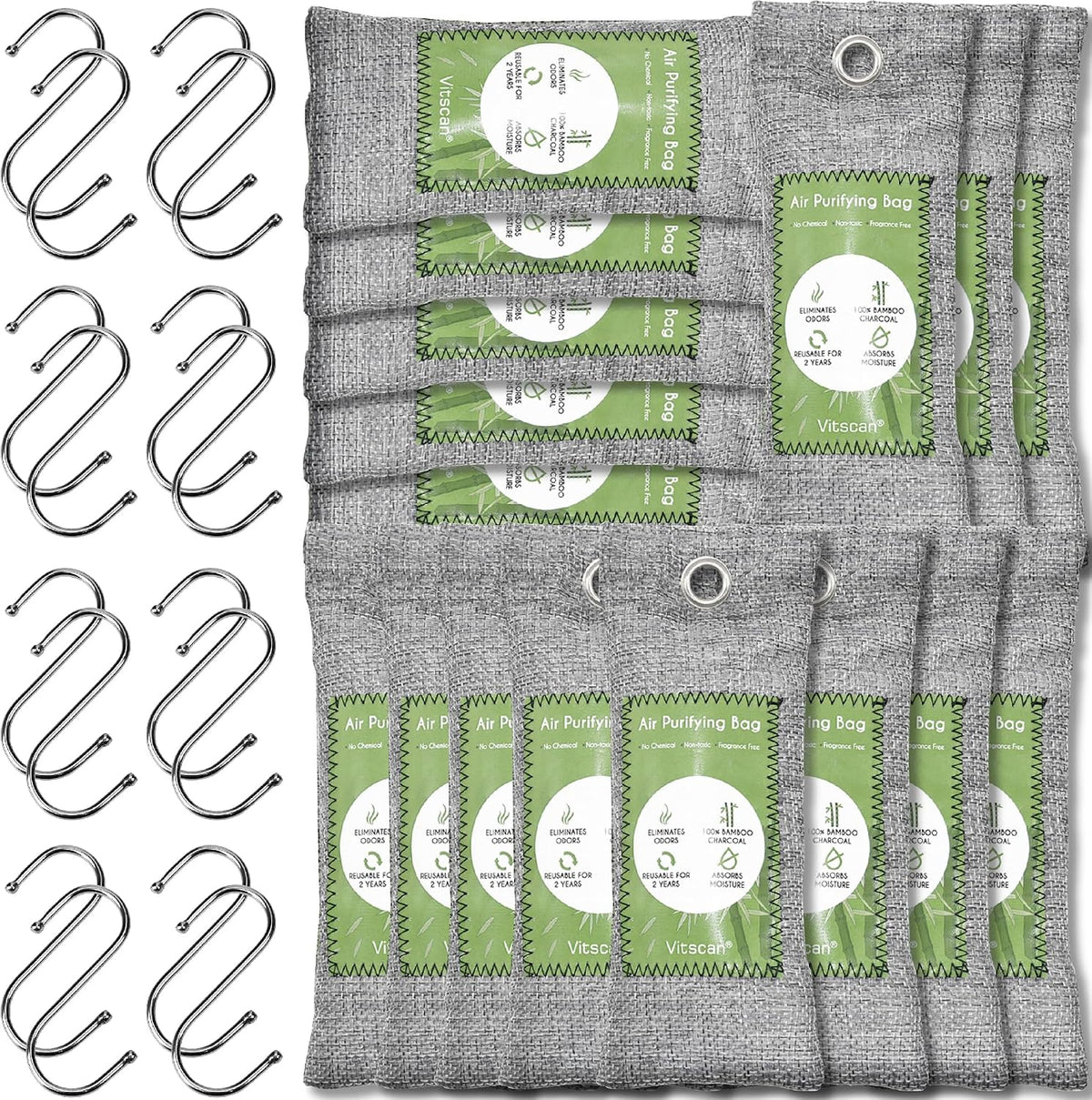 Bamboo Charcoal Air Purifying Bag, Activated Charcoal Odor Absorber
