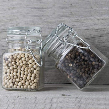 Spice Jars, 4oz Small Glass Jars Spice Jars Herb Jars | Spice Herb Jars with Airtight Hinged Lids, 4oz Glass Jar with Labels Silicone Funnel Ideal for Spice Herbs Art Craft Storage
