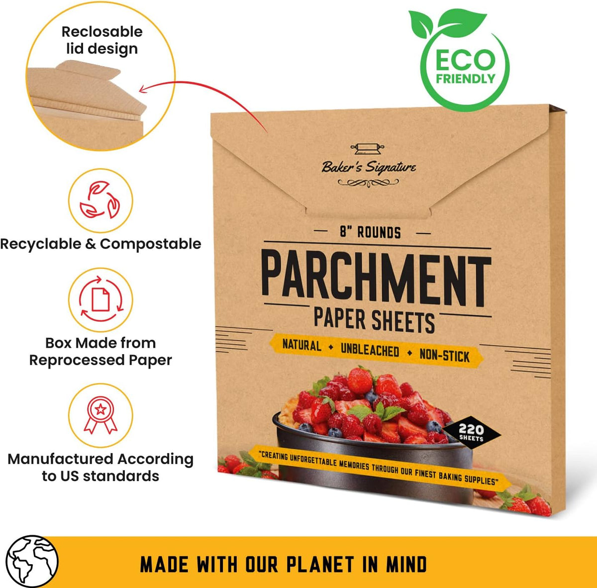9" Parchment Paper Rounds for Baking, 220 Pcs Precut Cake Pan Liners