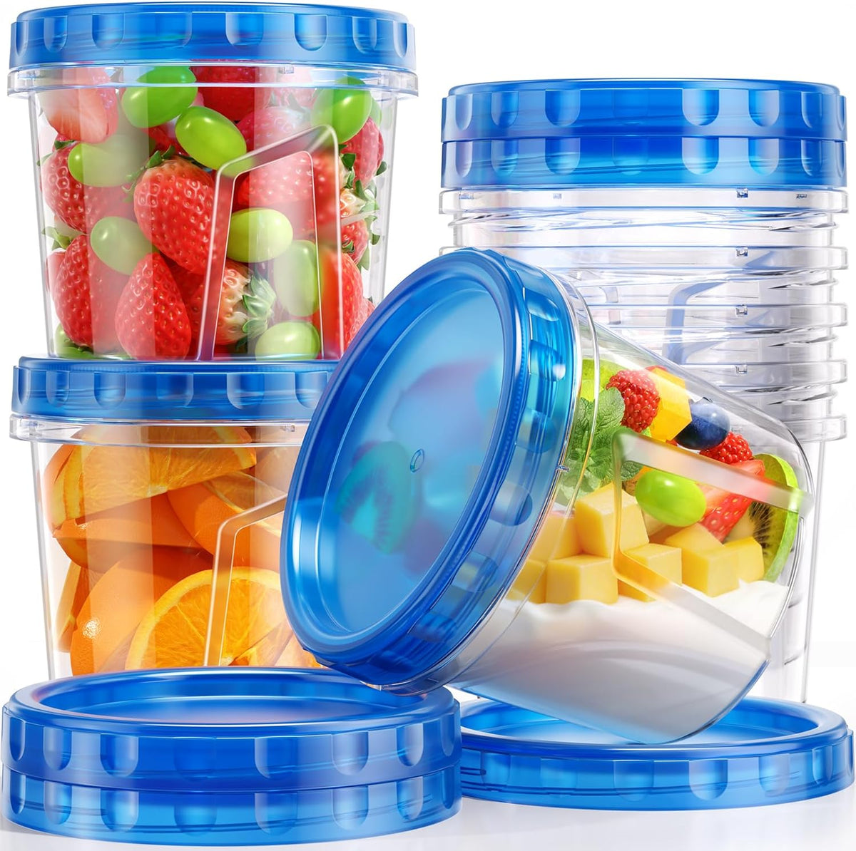 8 Pack-24 OZ Freezer Storage Containers, Plastic Soup Container with Lids, BPA Free Food Storage Containers with Twist Top Lids, Reusable, Microwave and Dishwasher Safe