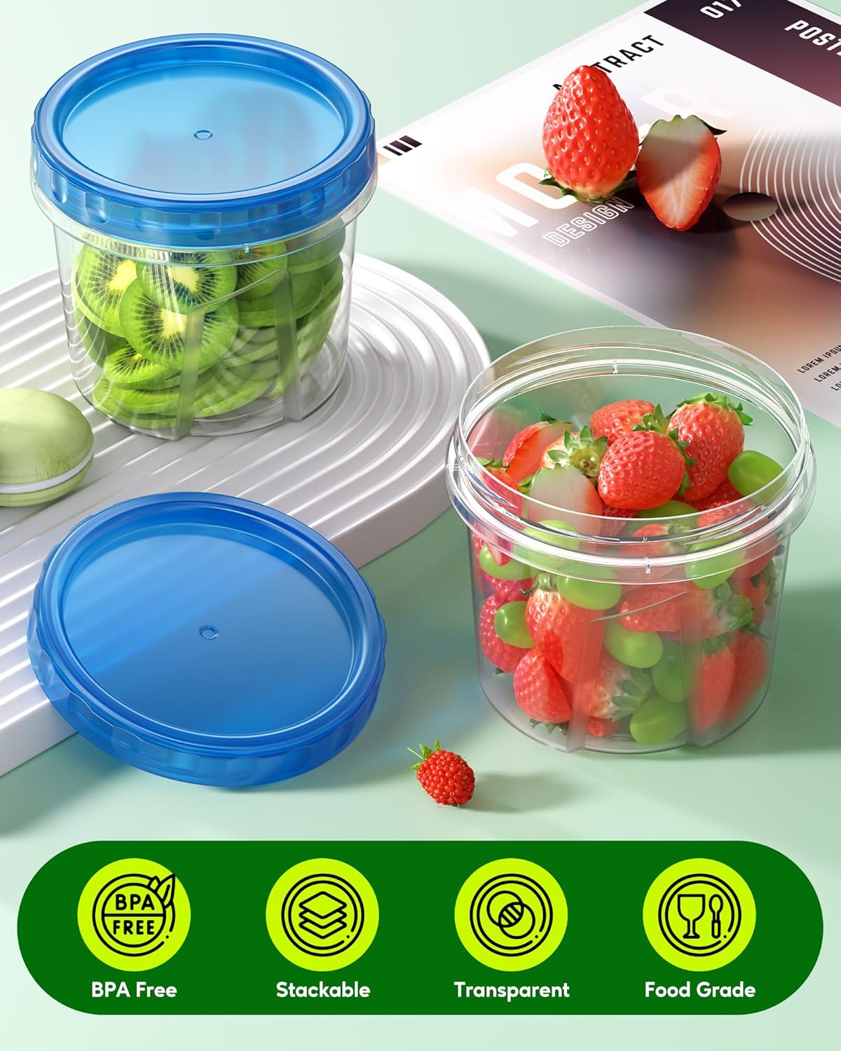 8 Pack-24 OZ Freezer Storage Containers, Plastic Soup Container with Lids, BPA Free Food Storage Containers with Twist Top Lids, Reusable, Microwave and Dishwasher Safe