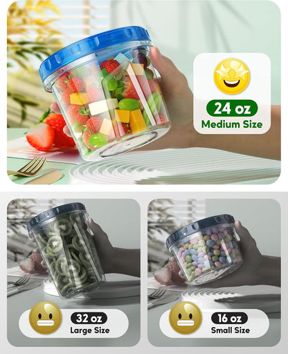 8 Pack-24 OZ Freezer Storage Containers, Plastic Soup Container with Lids, BPA Free Food Storage Containers with Twist Top Lids, Reusable, Microwave and Dishwasher Safe