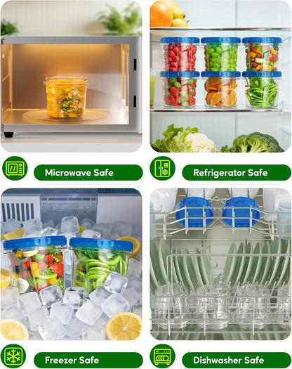 8 Pack-24 OZ Freezer Storage Containers, Plastic Soup Container with Lids, BPA Free Food Storage Containers with Twist Top Lids, Reusable, Microwave and Dishwasher Safe