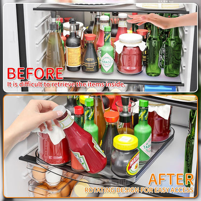 Clear Refrigerator Lazy Susan Turntable,11.9''x10.2'',Square Fridge Turntable Organizer,Large Rotating Fridge Tray for Kitchen,Countertop,Pantry,Cabinet,Jars and Condiment Organizer,Pack of 1
