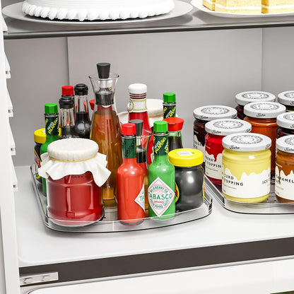 Clear Refrigerator Lazy Susan Turntable,11.9''x10.2'',Square Fridge Turntable Organizer,Large Rotating Fridge Tray for Kitchen,Countertop,Pantry,Cabinet,Jars and Condiment Organizer,Pack of 1