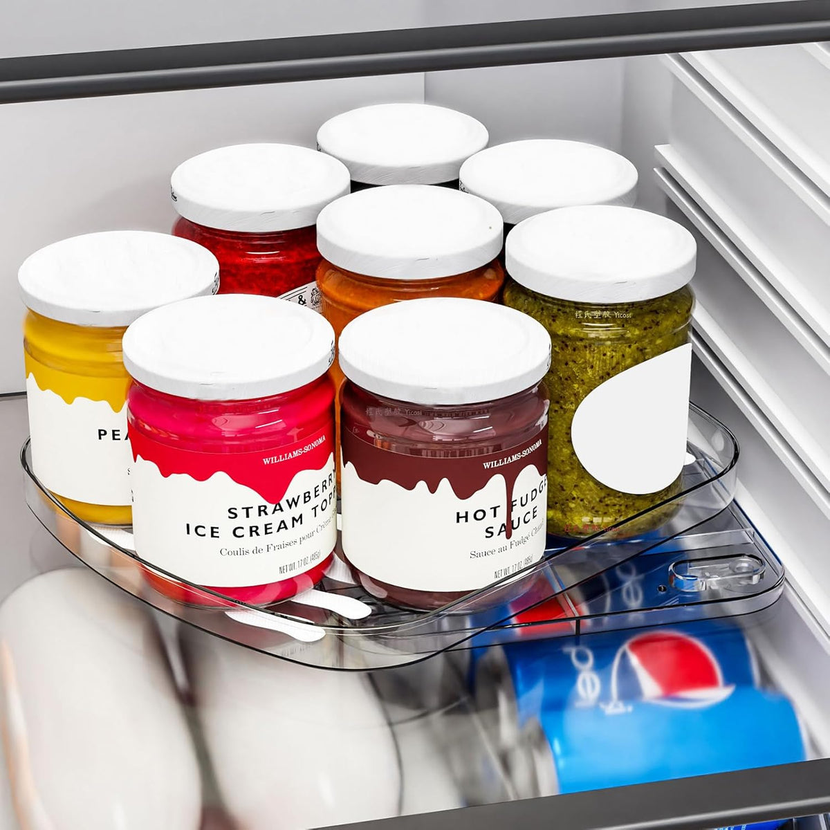 Clear Refrigerator Lazy Susan Turntable,11.9''x10.2'',Square Fridge Turntable Organizer,Large Rotating Fridge Tray for Kitchen,Countertop,Pantry,Cabinet,Jars and Condiment Organizer,Pack of 1