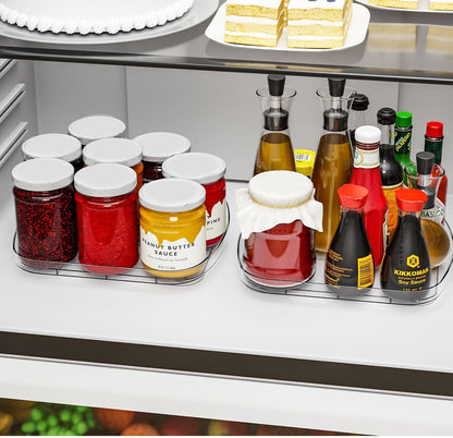 Clear Refrigerator Lazy Susan Turntable,11.9''x10.2'',Square Fridge Turntable Organizer,Large Rotating Fridge Tray for Kitchen,Countertop,Pantry,Cabinet,Jars and Condiment Organizer,Pack of 1