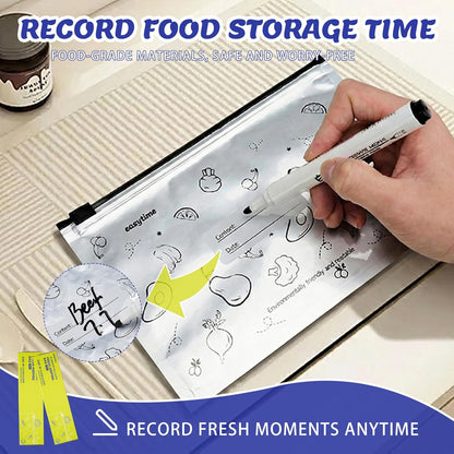 30 Pcs Reusable Aluminum Freezer Bags, Water Proof & Leak Proof Zipper Sealable Bags for Food Storage, Stand Up Foil Freezer Bags with Label & Zip Lock for Vegetable Fruit Meat（S+M+L）
