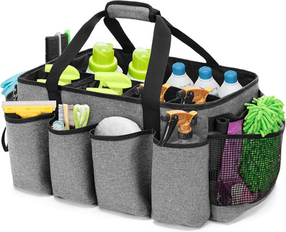 Extra-Large Cleaning Caddy with Handles & Multi Pockets | Large Capacity Tote Bag for Cleaning Tools & Products Storage, Cleaner Organizer for Car, Home & Housekeeping Work, Black