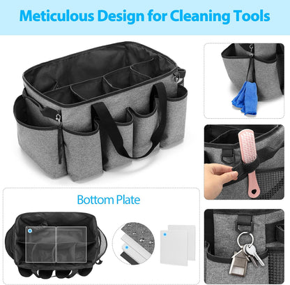 Extra-Large Cleaning Caddy with Handles & Multi Pockets | Large Capacity Tote Bag for Cleaning Tools & Products Storage, Cleaner Organizer for Car, Home & Housekeeping Work, Black